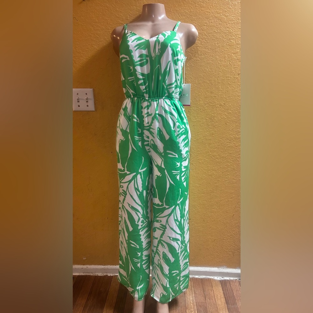 Lilly Pulitzer Green Leaf Print Jumpsuit